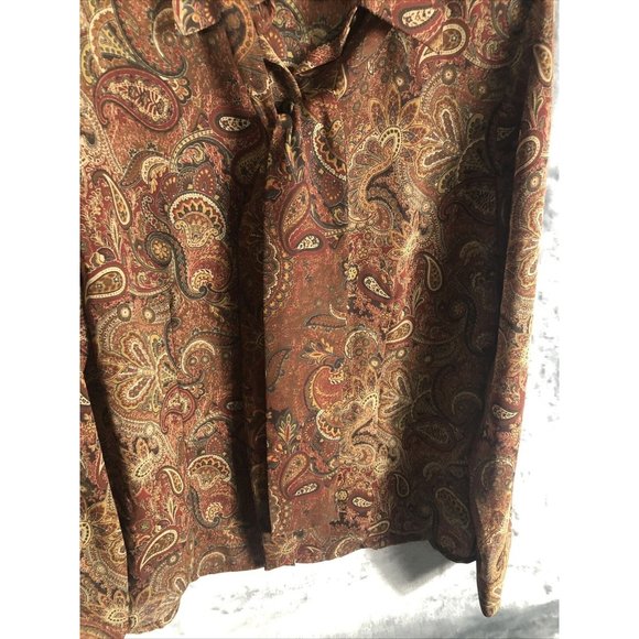 Rafaella Womens Pasel Blouse14 Button Up Blouse Long Sleeve Front Tie - Picture 10 of 13